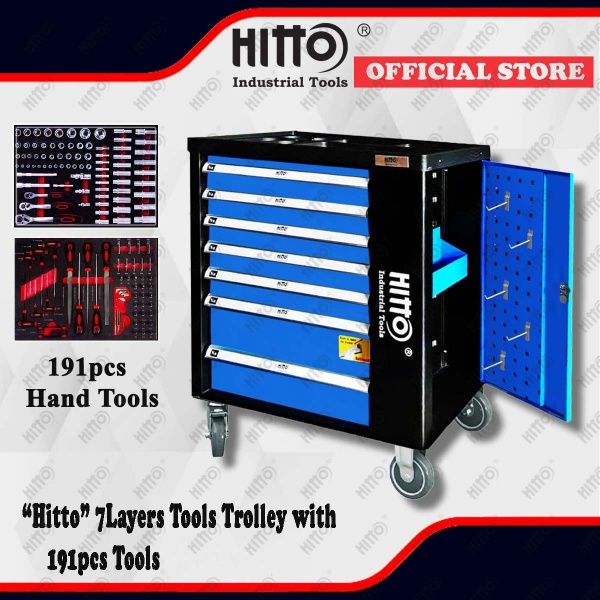 [ HITTO ] 100L AIR COMPRESSOR PACKAGE FOR CAR WORKSHOP ( C/W HITTO HITTO 7 DRAWERS TOOL CART WITH 191PCS TOOLS, HITTO 3 TON FLOOR JACK, HITTO 3 TON JACK STAND, HITTO HT-238 AIR IMPACT WRENCH ) / PAKEJ KOMPRESOR ANGIN UNTUK BENGKEL KERETA